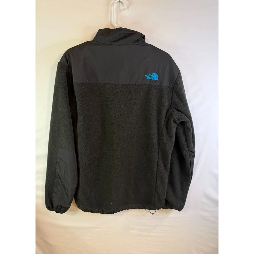 The North Face Women's Sz Large Denali Fleece Jacket Coat Black‎ Mint Trim